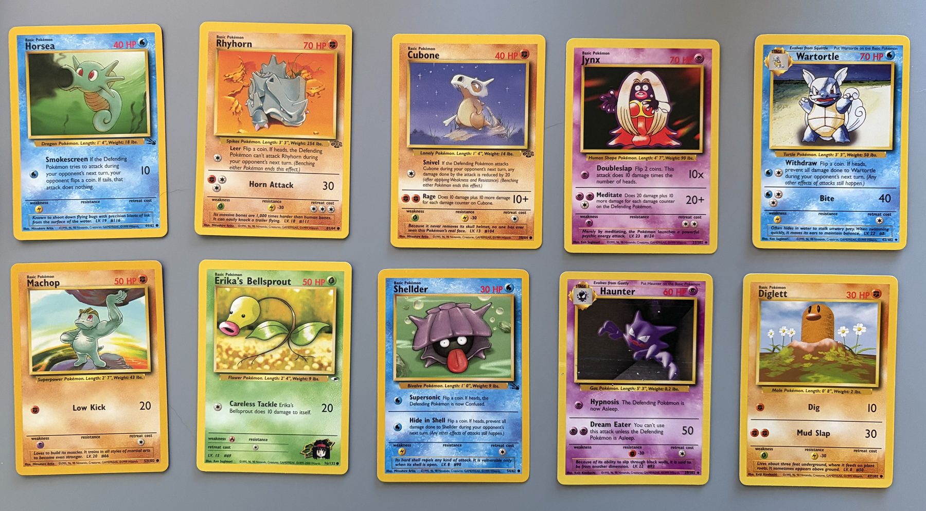 Vintage WOTC Pokémon 10-Card Lot – Wartortle, Haunter, Jynx, front
