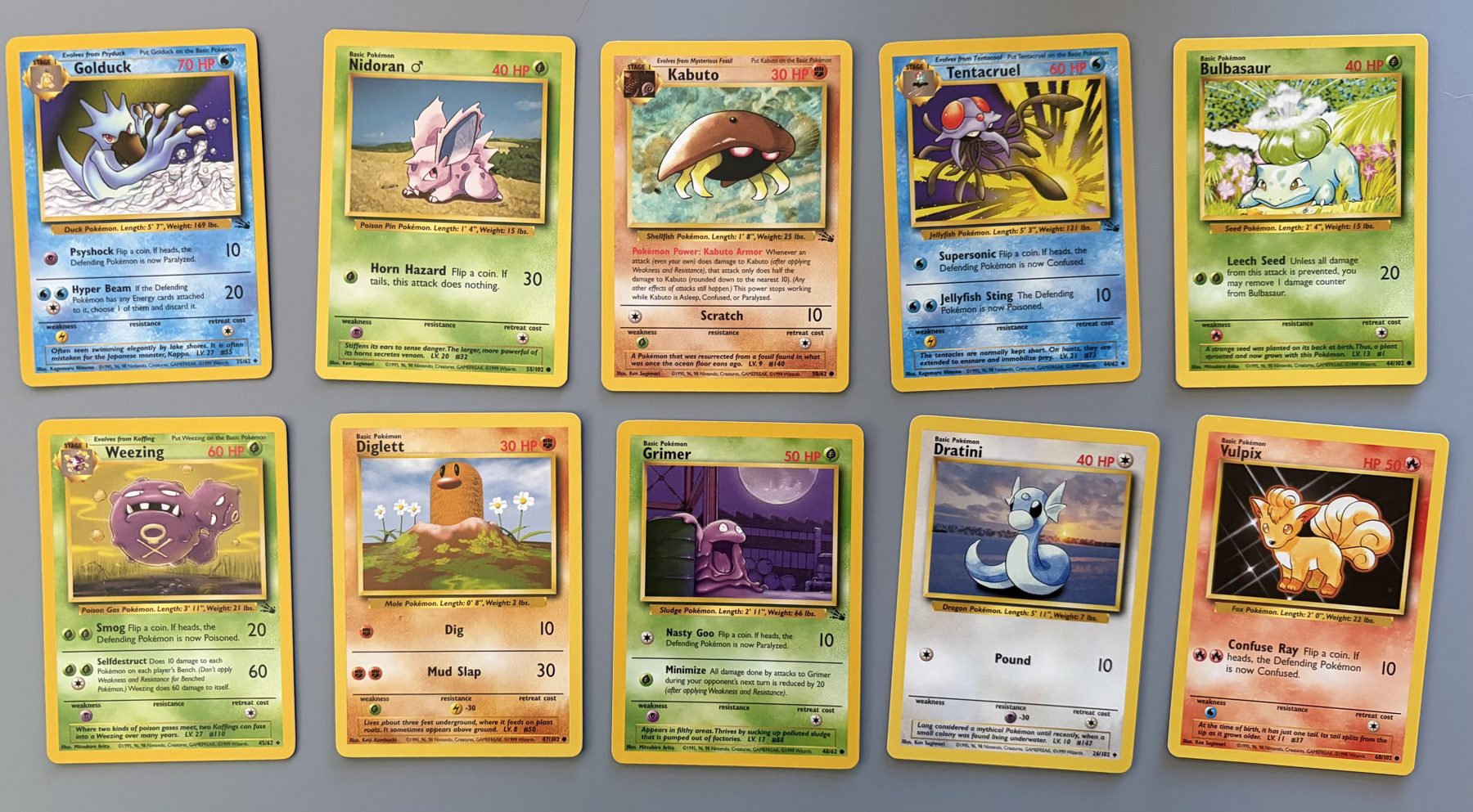 Vintage WOTC Pokémon 10-Card Lot – Dratini, Vulpix, Golduck, front